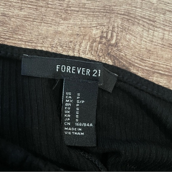 Forever 21 Black Button Down Ribbed Knit Dress with Tie Straps Size Small - Picture 3 of 3